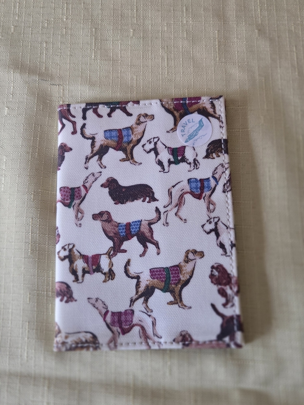 Passport Cover Dog Print Canvas Pet Accessory - Pink with Multicolor Dogs